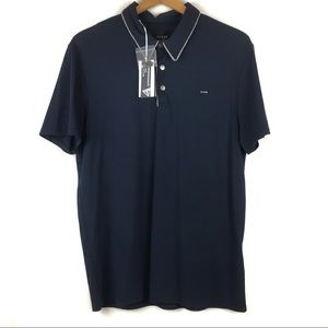 Guess Navy Snap Button Polo Large